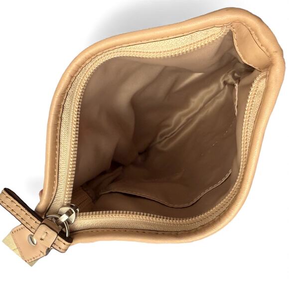 COACH 50168E Metallic Gold Swing Pack East Tan Leather Trim Crossbody Purse - Picture 9 of 10